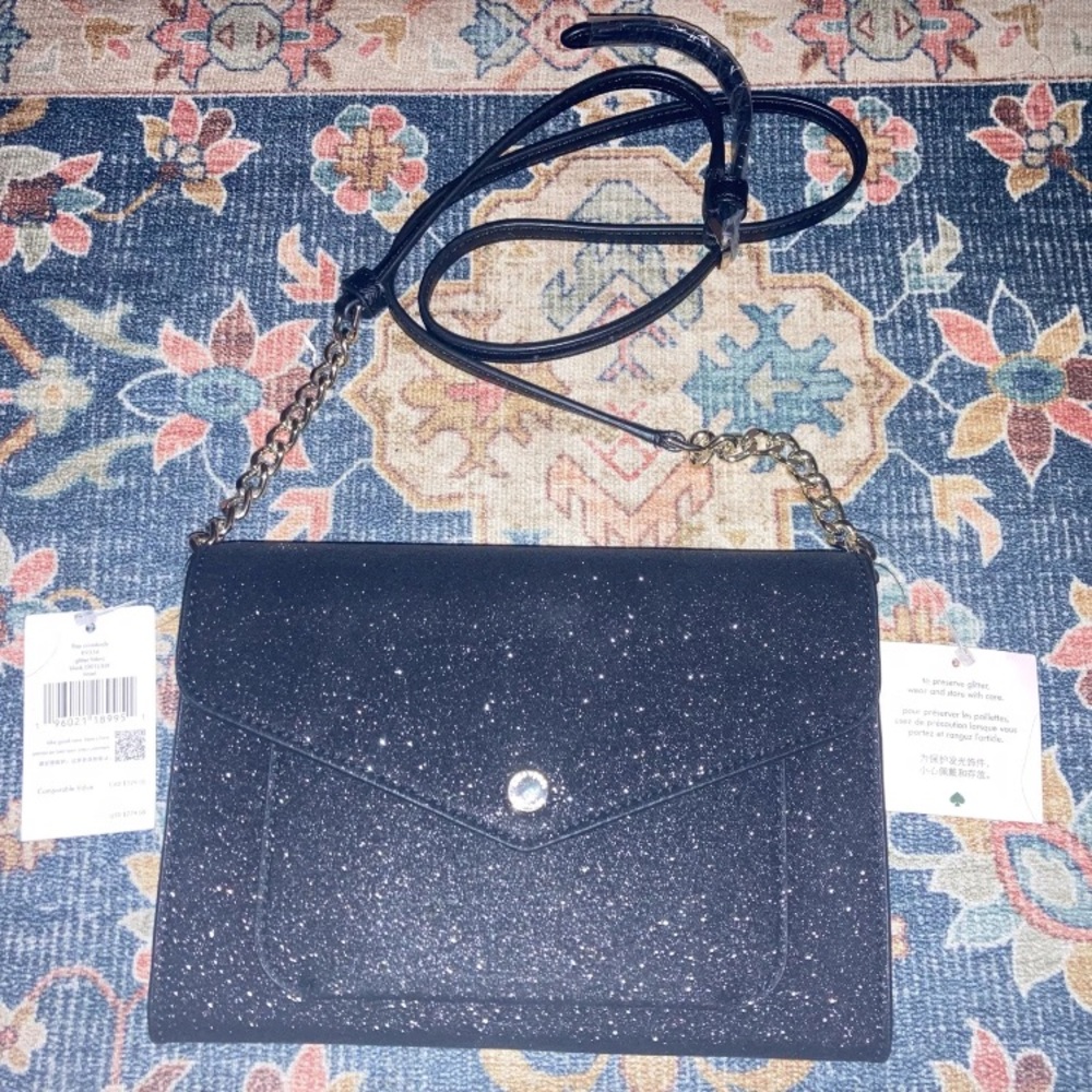 Kate Spade Black Tinsel Flap Crossbody K9336. New with tags.